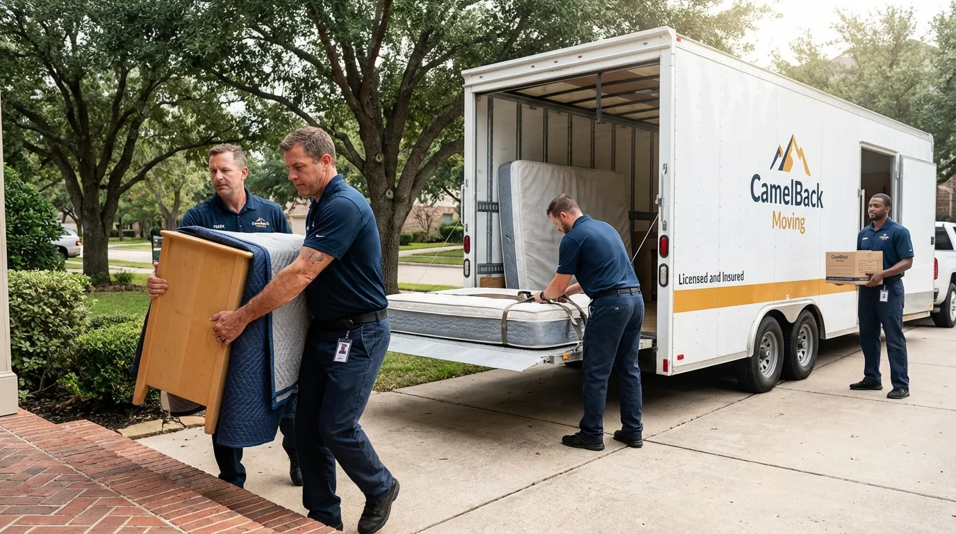 Crew loading residential truck for cross-state move from Virginia Beach, VA