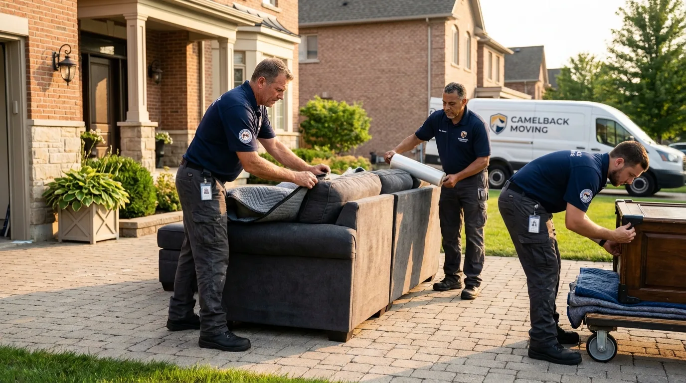Large estate moving crew wrapping furniture in Virginia Beach, VA